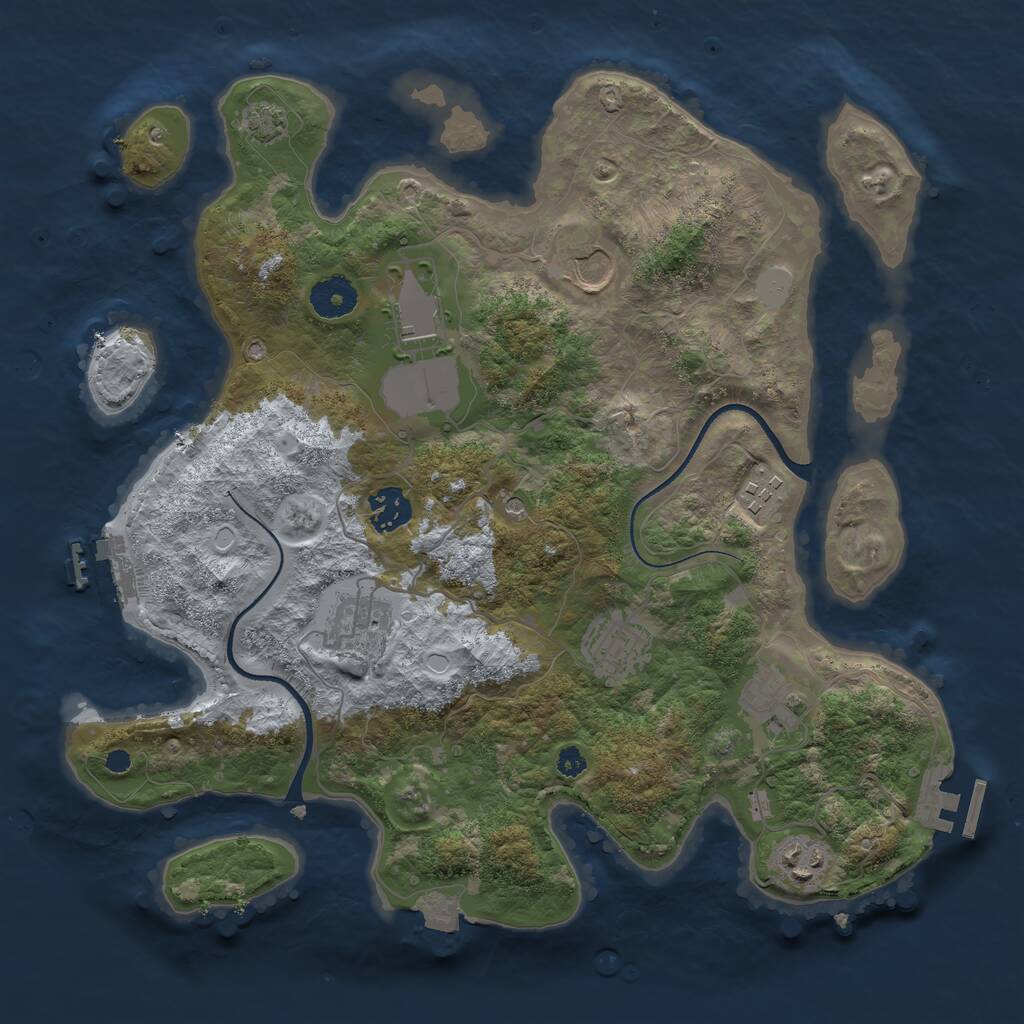 Rust Map: Procedural Map, Size: 3500, Seed: 506474308, 13 Monuments