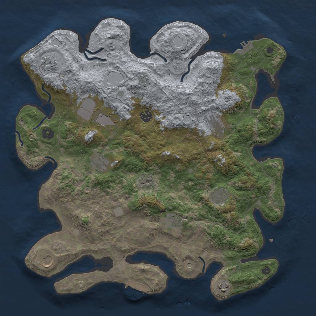 Rust Map: Procedural Map, Size: 4000, Seed: 949914325, 17 Monuments