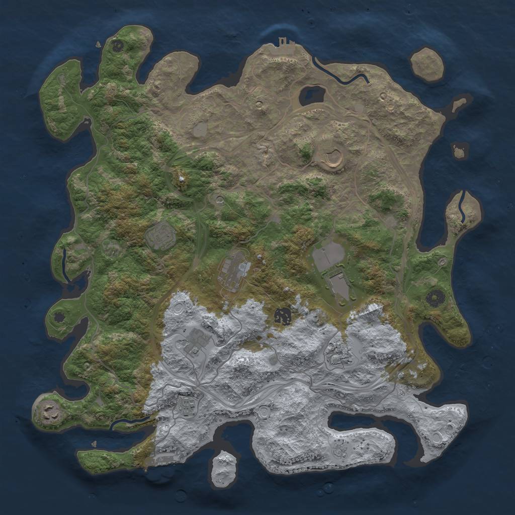 Rust Map: Procedural Map, Size: 4250, Seed: 16393, 16 Monuments