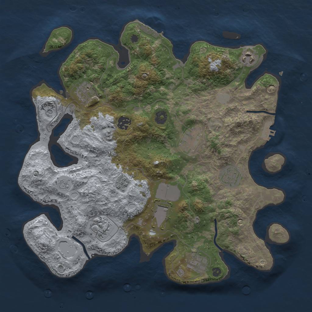 Rust Map: Procedural Map, Size: 3500, Seed: 88091854, 16 Monuments