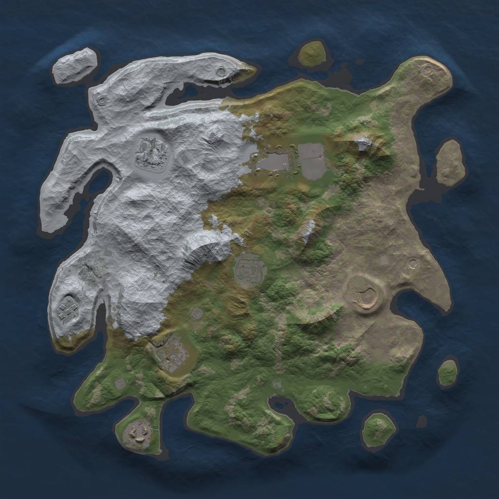 Rust Map: Barren, Size: 3550, Seed: 711079, 10 Monuments