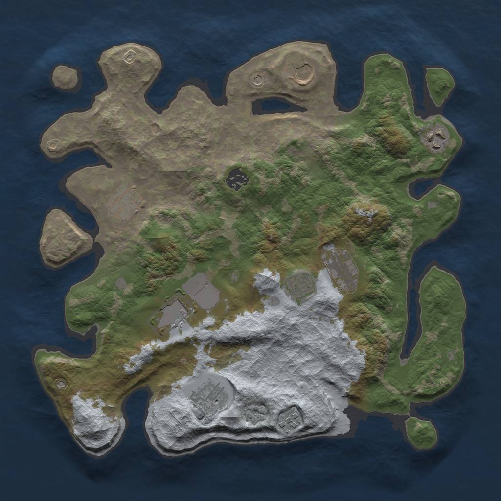 Rust Map: Barren, Size: 3550, Seed: 360295, 12 Monuments