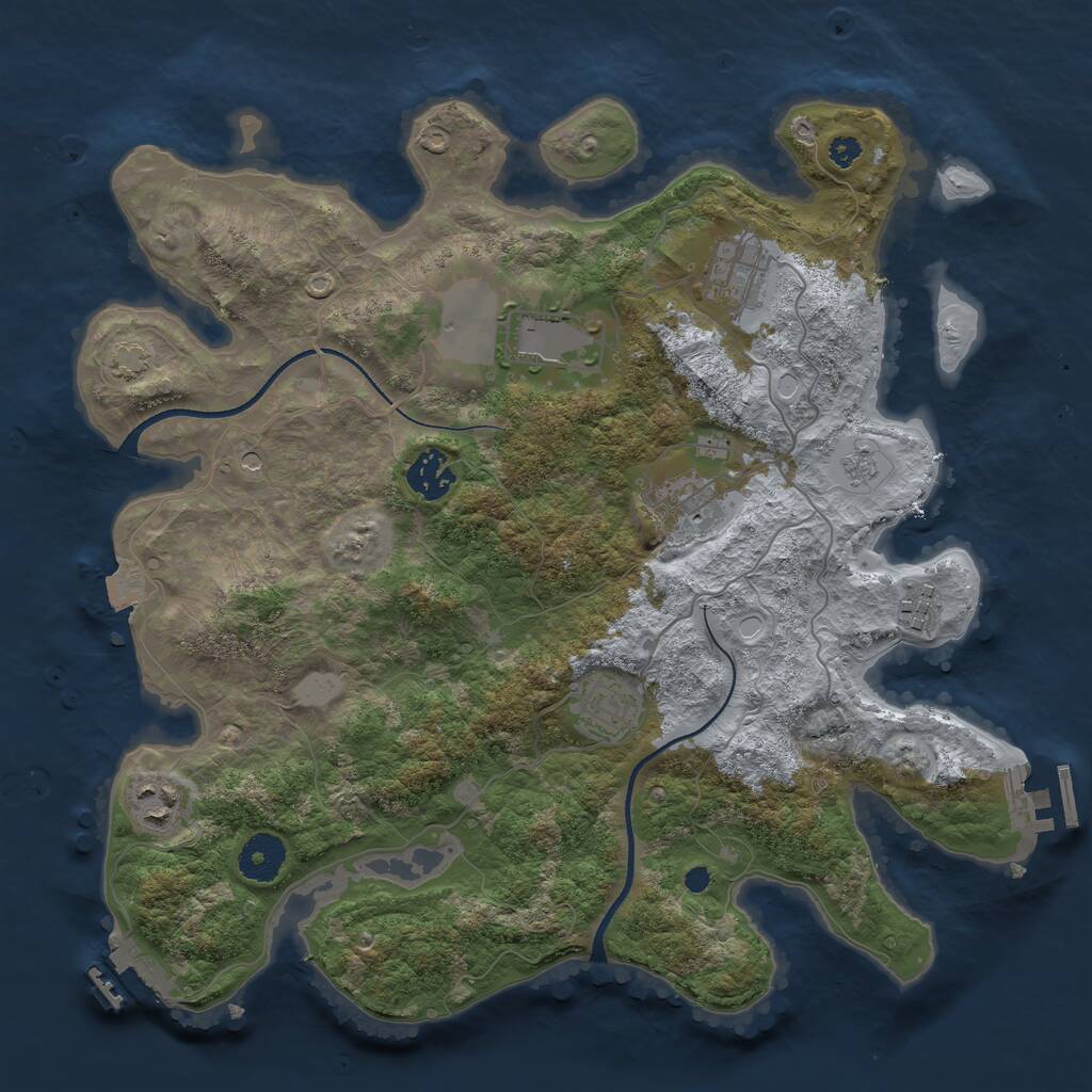 Rust Map: Procedural Map, Size: 3500, Seed: 64716673, 13 Monuments