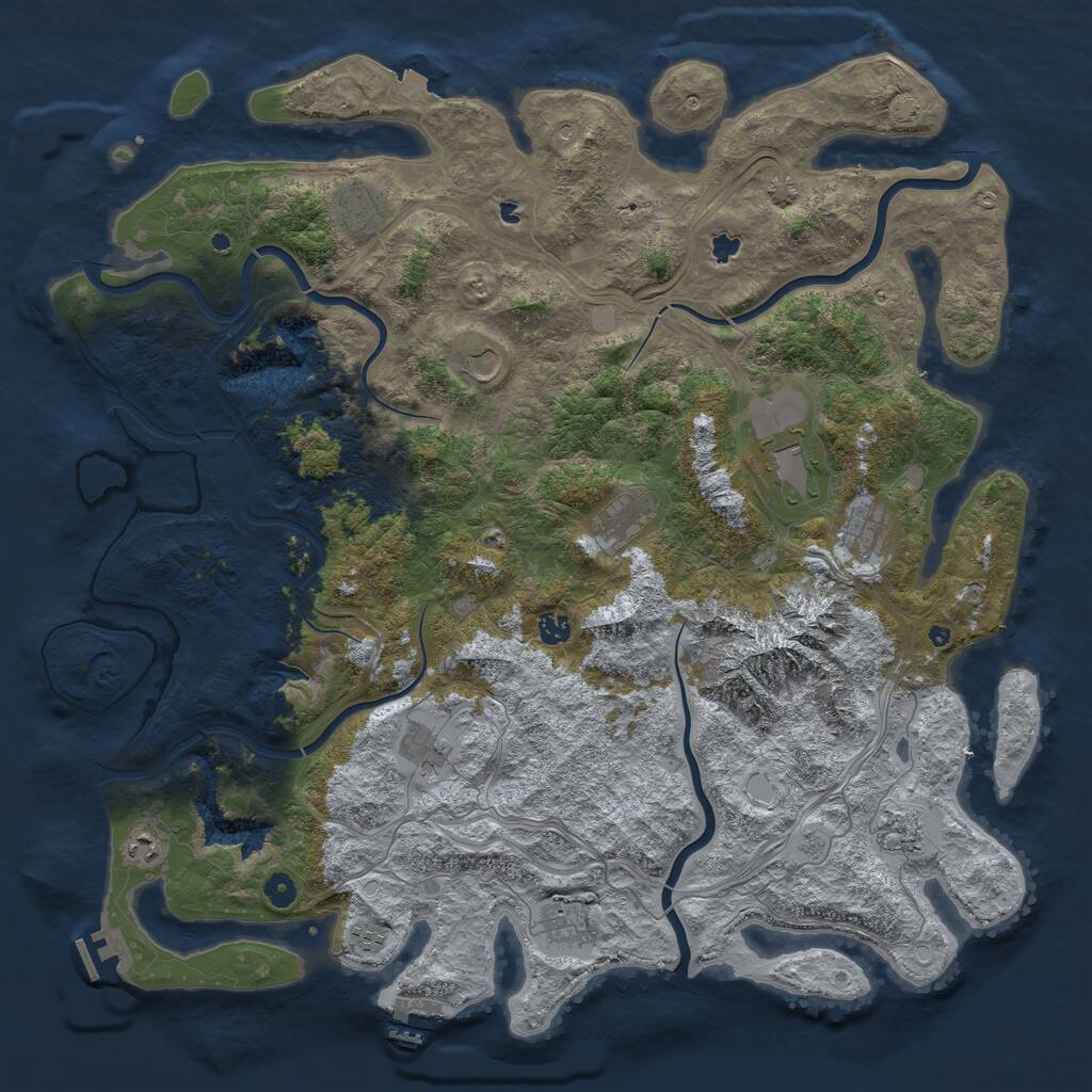 Rust Map: Procedural Map, Size: 5000, Seed: 722777, 17 Monuments