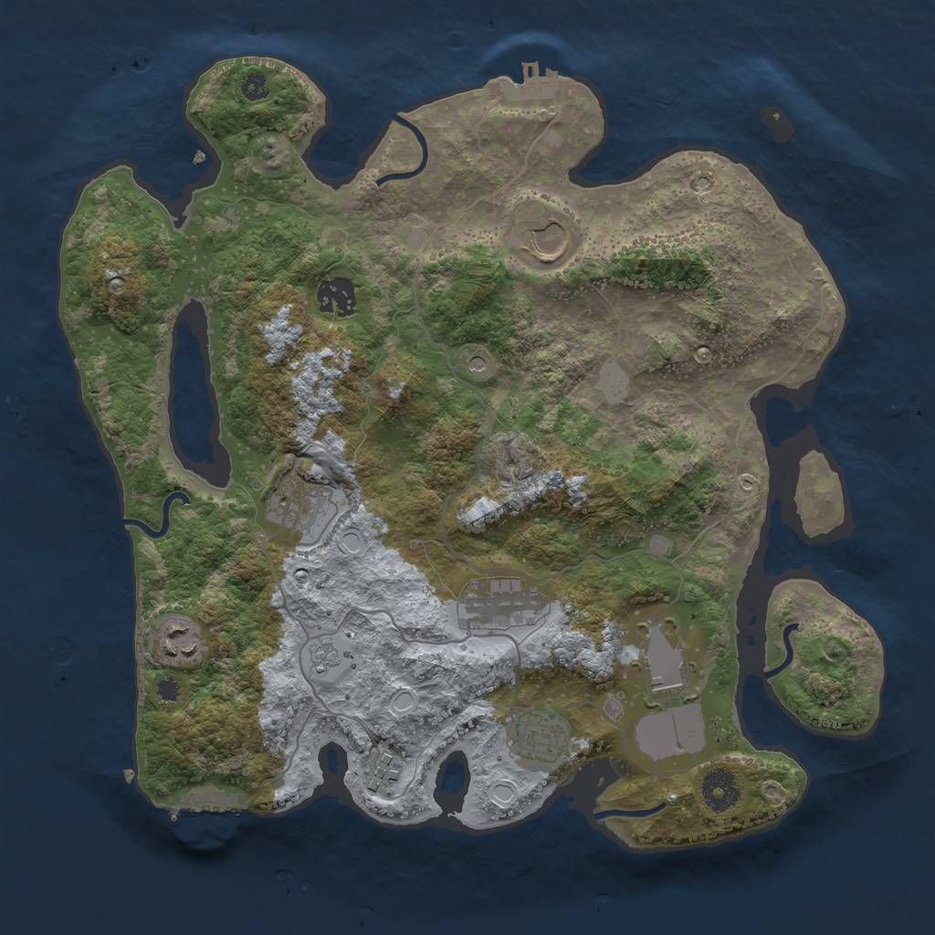 Rust Map: Procedural Map, Size: 3500, Seed: 20610333, 15 Monuments