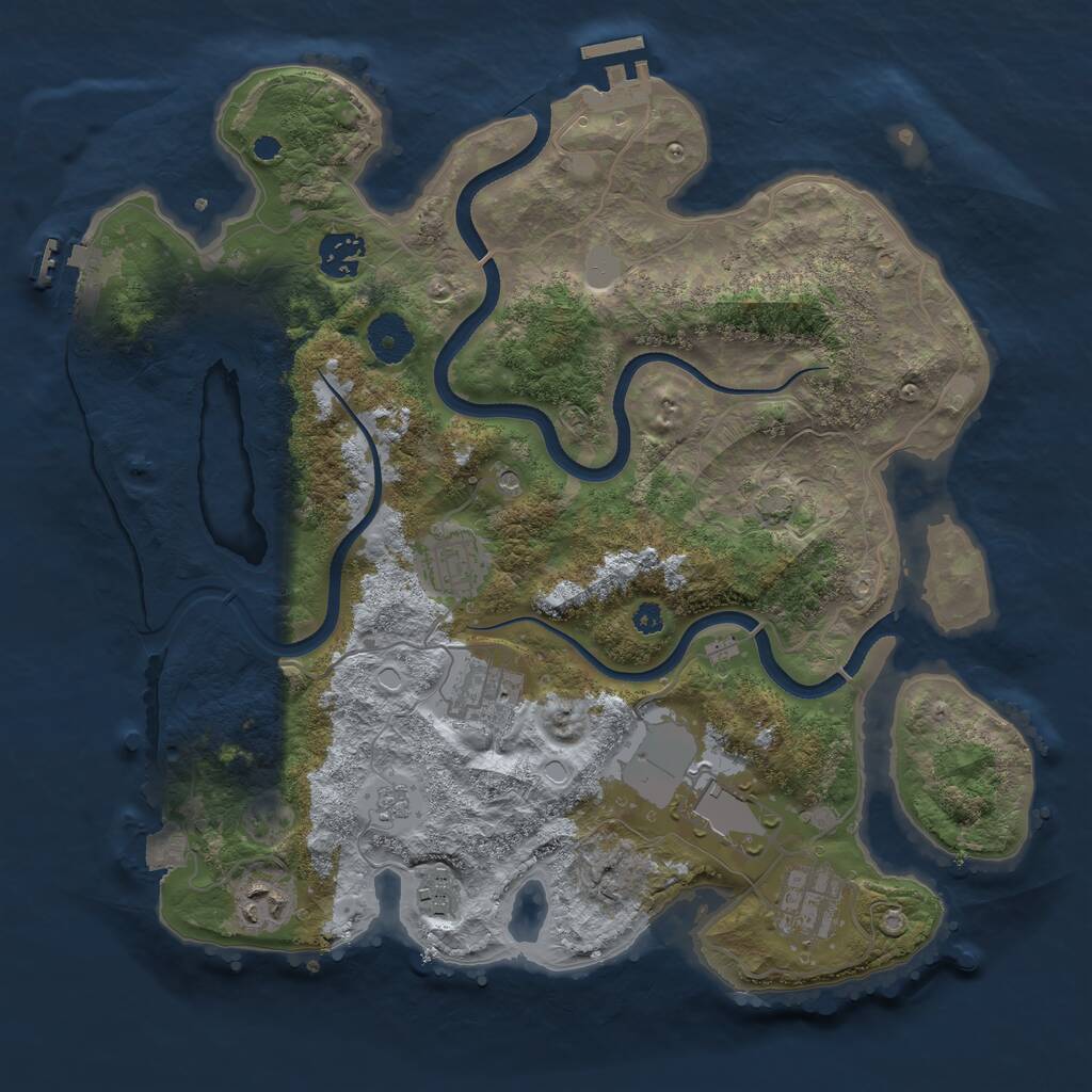 Rust Map: Procedural Map, Size: 3500, Seed: 20610333, 13 Monuments