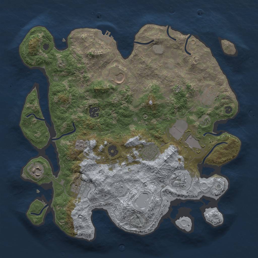 Rust Map: Procedural Map, Size: 3500, Seed: 32692825, 14 Monuments