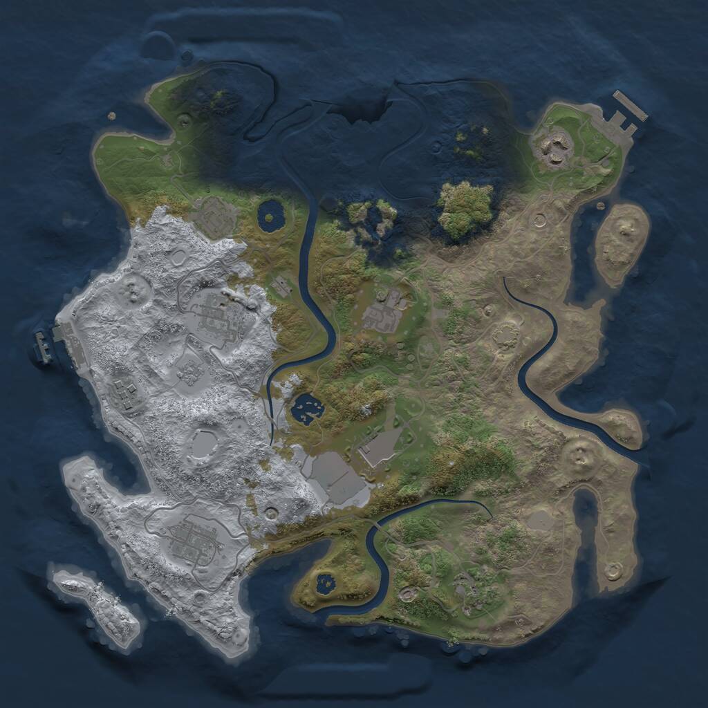 Rust Map: Procedural Map, Size: 3500, Seed: 92415137, 15 Monuments