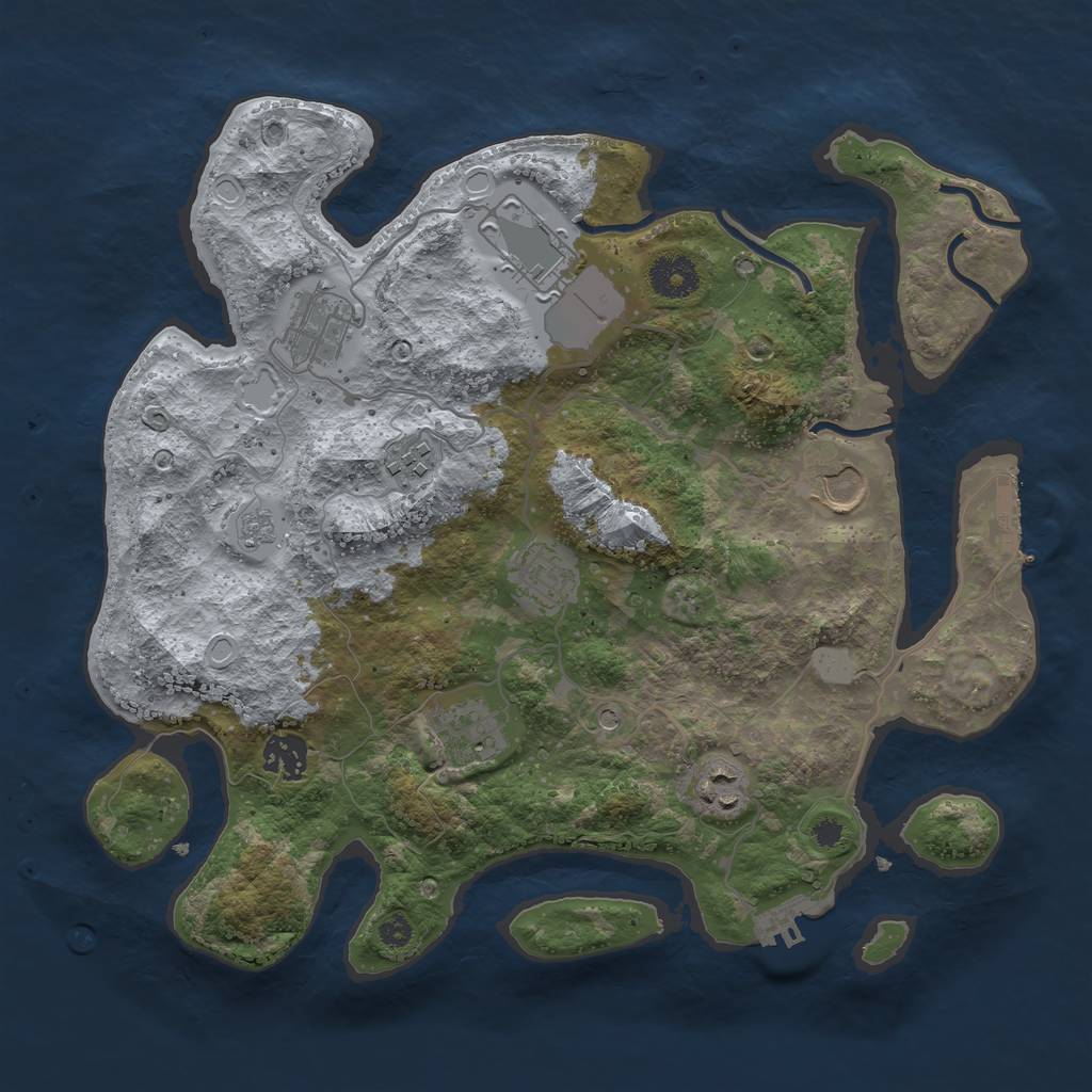 Rust Map: Procedural Map, Size: 3500, Seed: 13635178, 15 Monuments