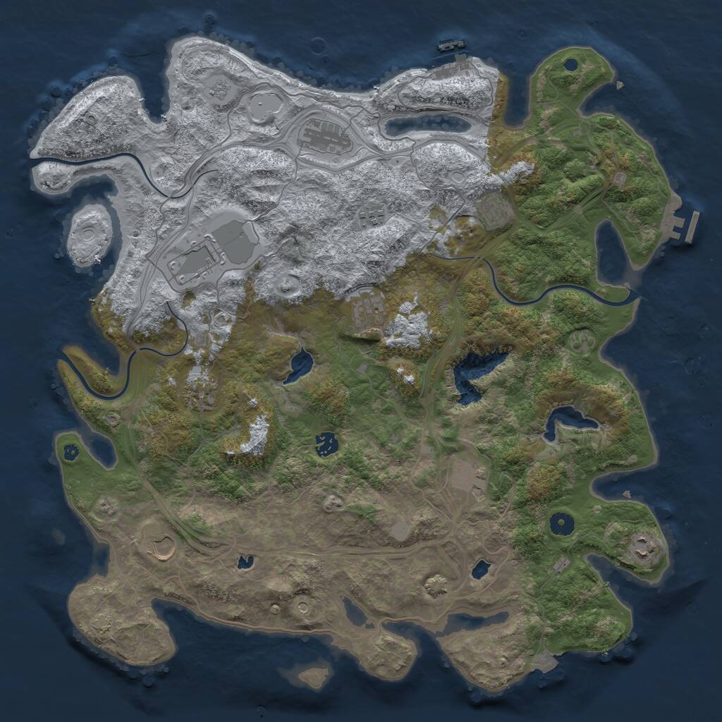 Rust Map: Procedural Map, Size: 4500, Seed: 410671413, 16 Monuments