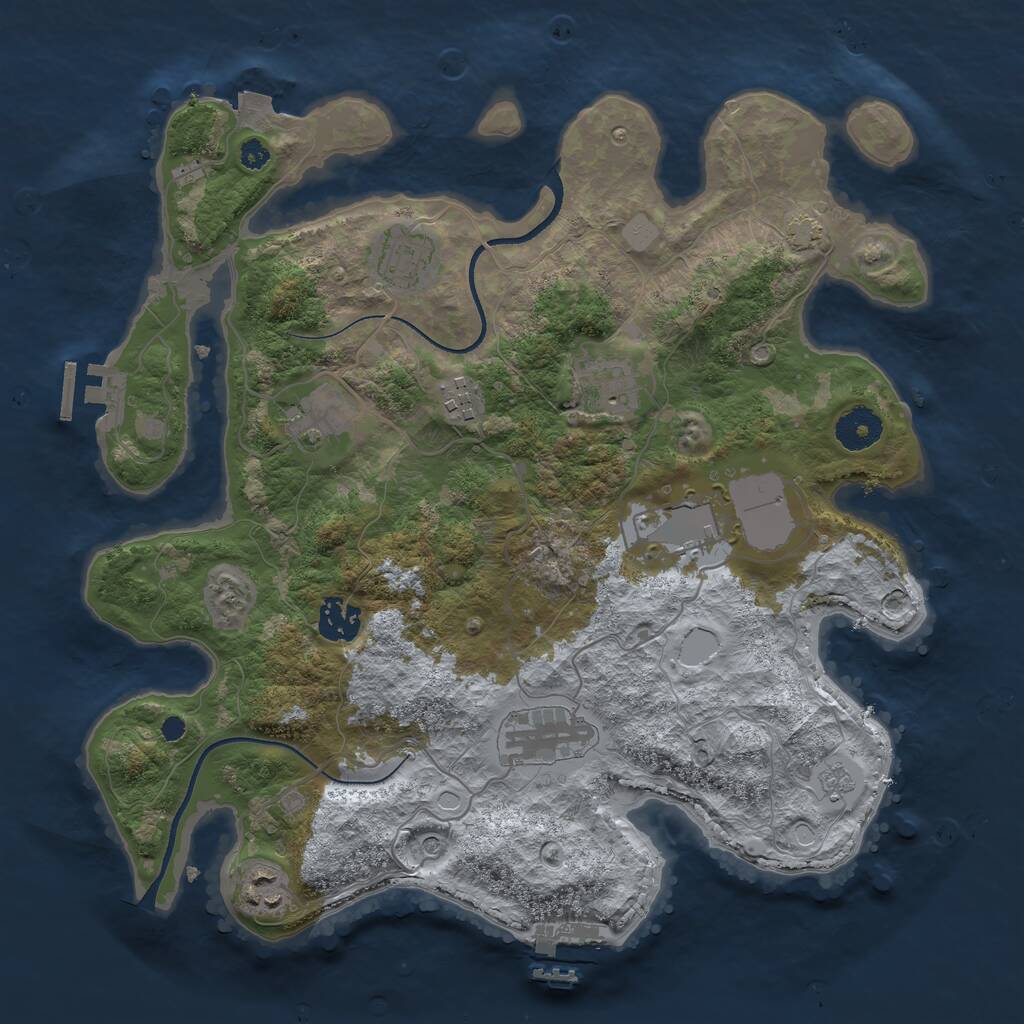 Rust Map: Procedural Map, Size: 3500, Seed: 6692661, 14 Monuments