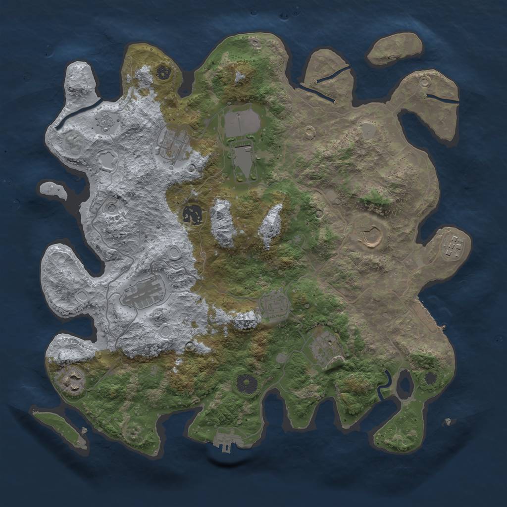 Rust Map: Procedural Map, Size: 3700, Seed: 176993452, 16 Monuments