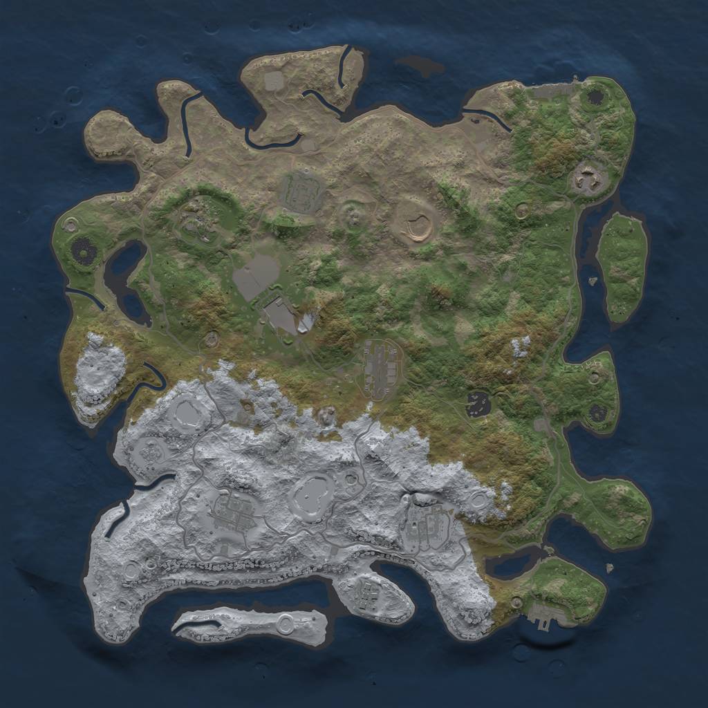 Rust Map: Procedural Map, Size: 4000, Seed: 3454345, 17 Monuments