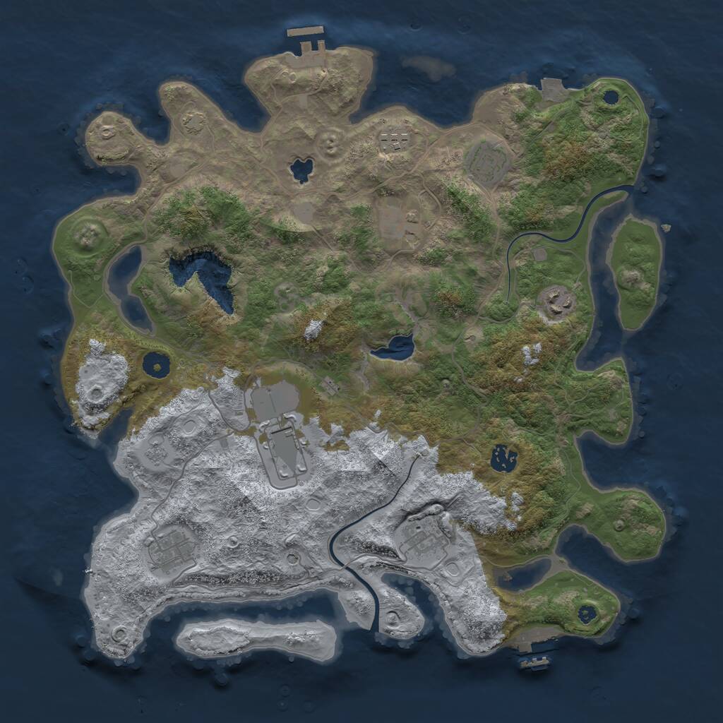 Rust Map: Procedural Map, Size: 4000, Seed: 3454345, 14 Monuments