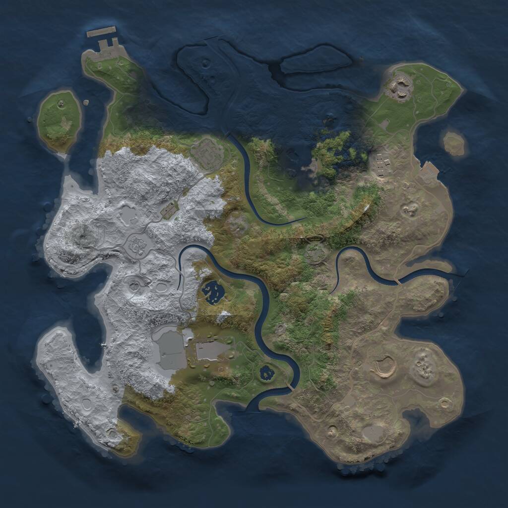Rust Map: Procedural Map, Size: 3500, Seed: 48846542, 12 Monuments