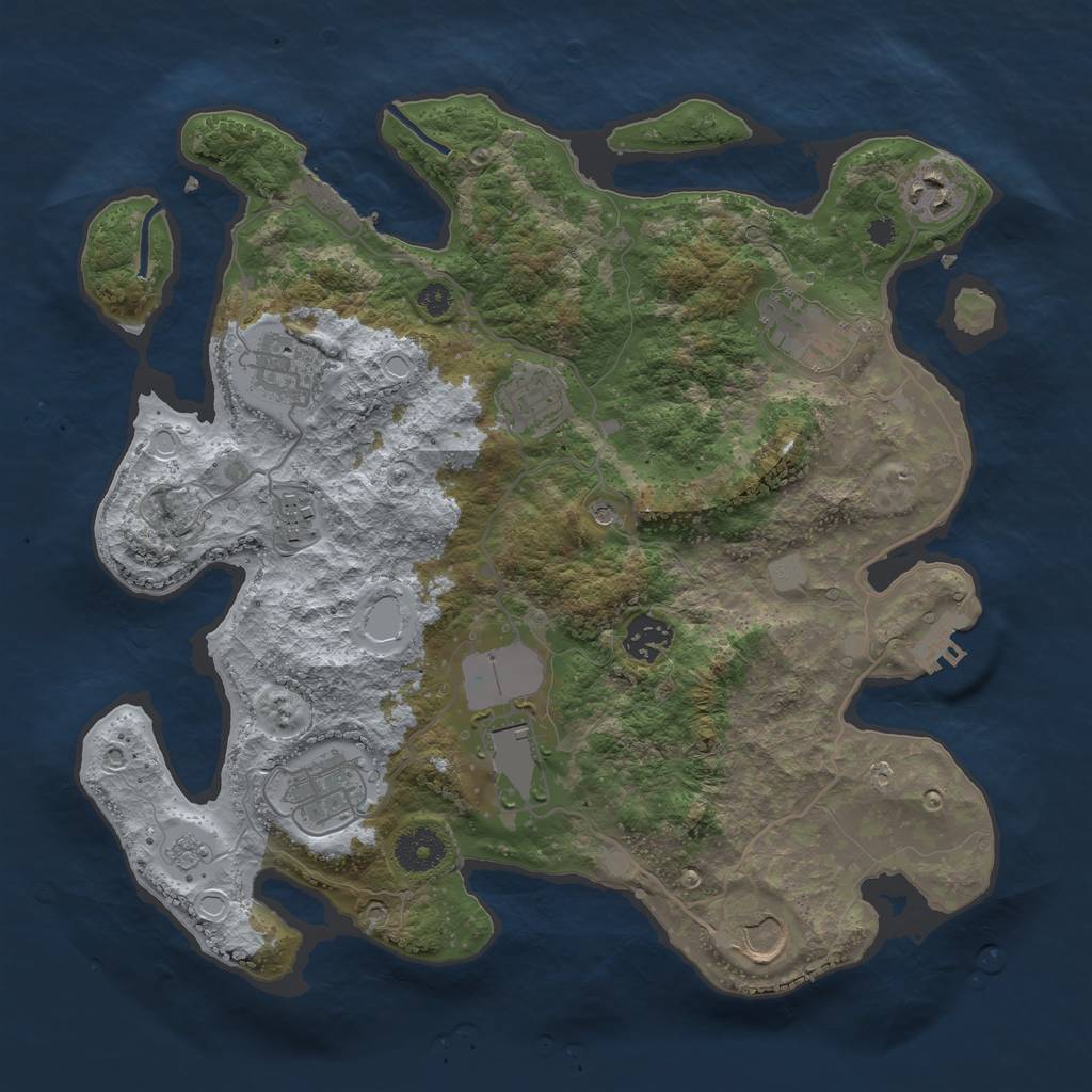 Rust Map: Procedural Map, Size: 3500, Seed: 48846542, 16 Monuments