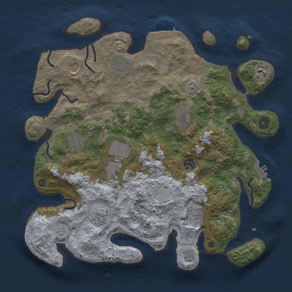 Rust Map: Procedural Map, Size: 3700, Seed: 2070030047, 17 Monuments