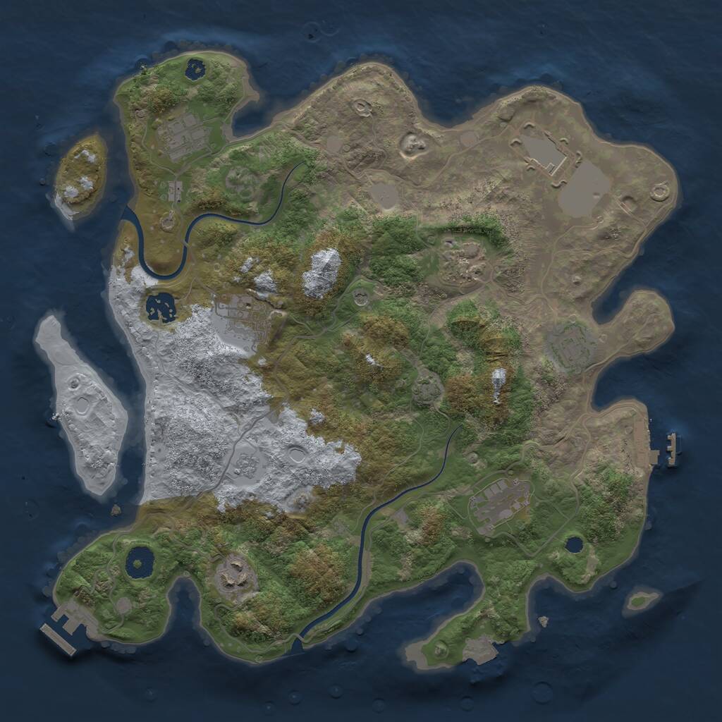 Rust Map: Procedural Map, Size: 3500, Seed: 25463511, 14 Monuments