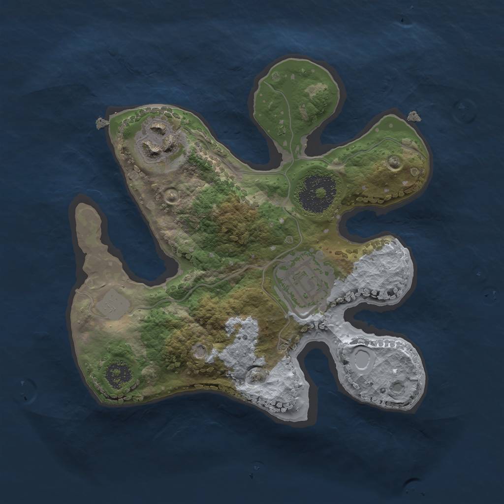 Rust Map: Procedural Map, Size: 2000, Seed: 6610393, 5 Monuments
