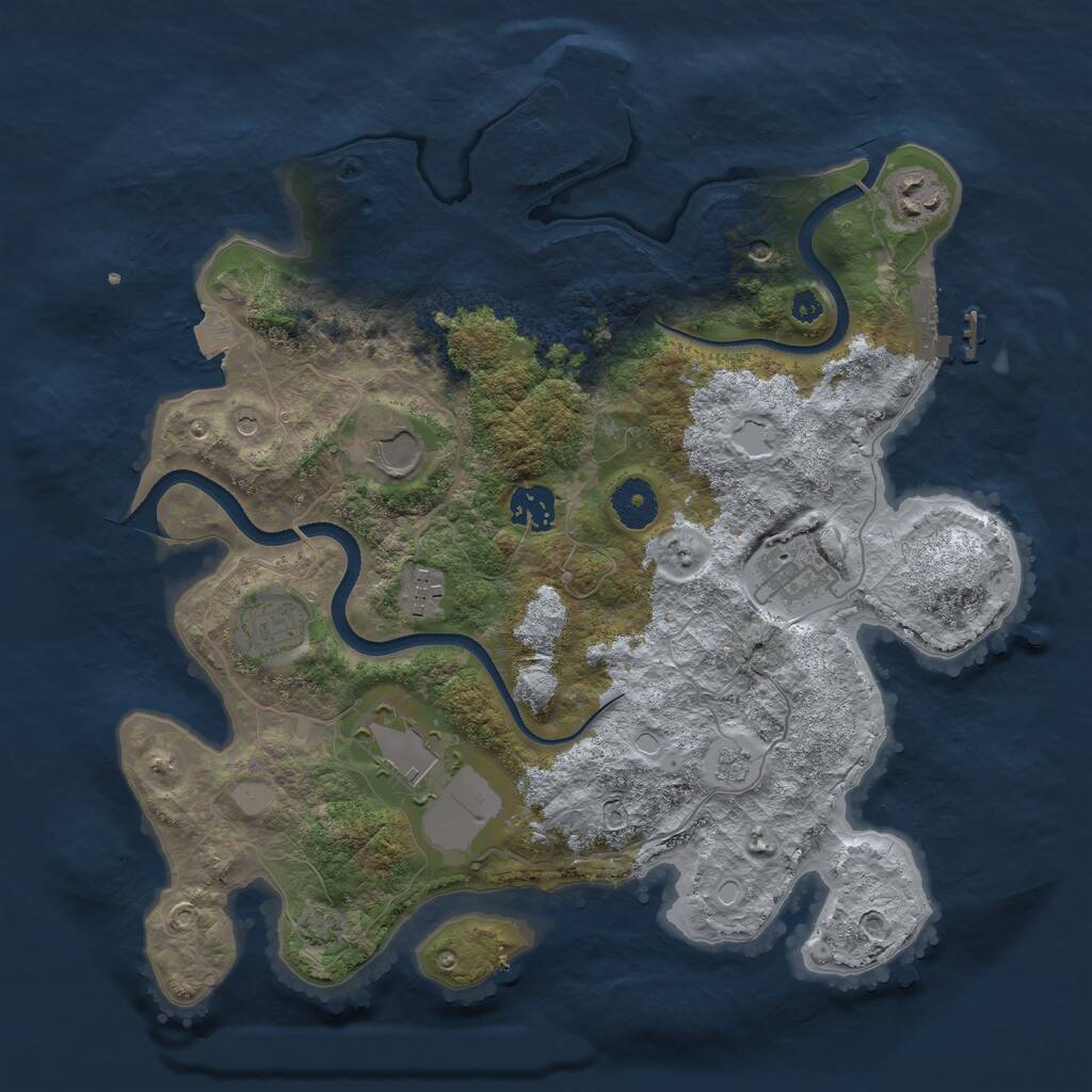 Rust Map: Procedural Map, Size: 3500, Seed: 48562956, 13 Monuments
