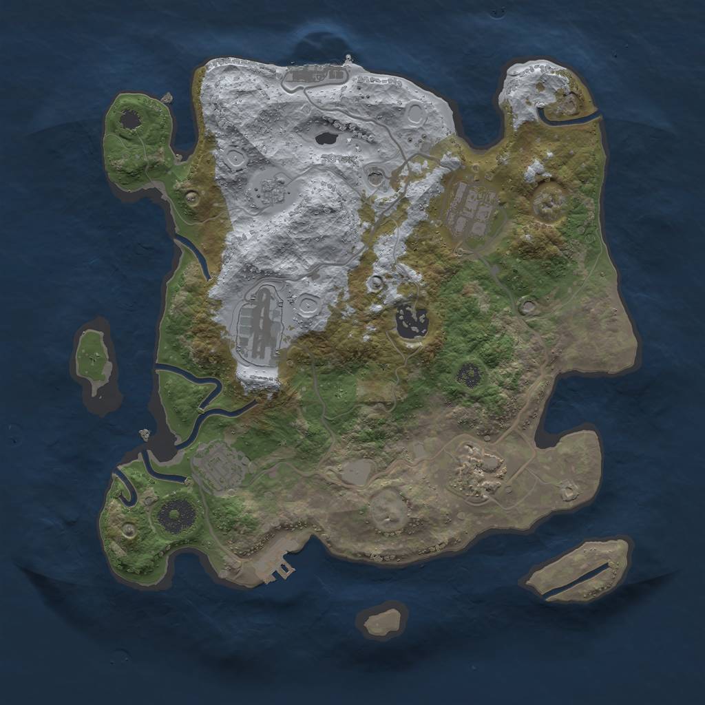 Rust Map: Procedural Map, Size: 3000, Seed: 279932307, 12 Monuments