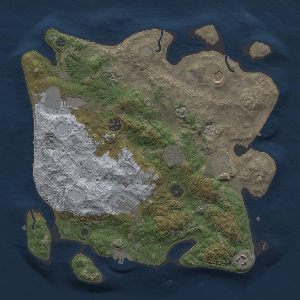Rust Map: Procedural Map, Size: 3500, Seed: 64238312, 16 Monuments