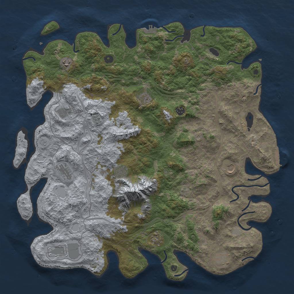 Rust Map: Procedural Map, Size: 5000, Seed: 1184193471, 18 Monuments