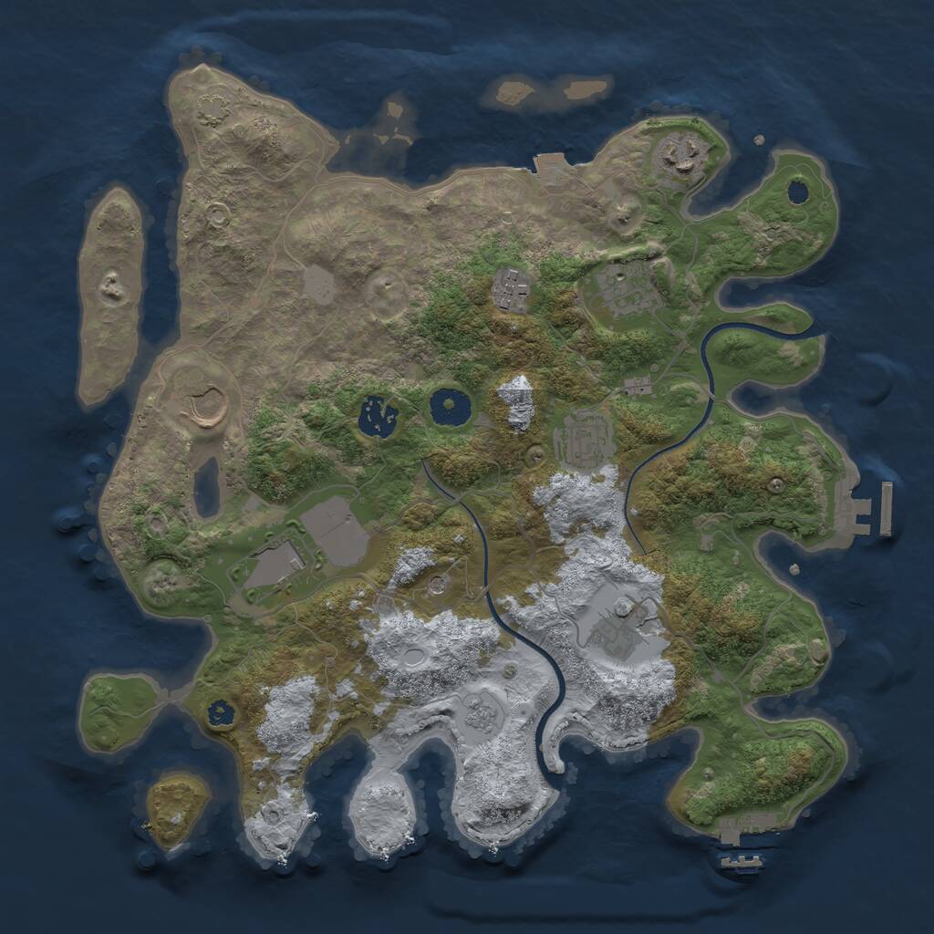Rust Map: Procedural Map, Size: 3500, Seed: 2006782160, 14 Monuments