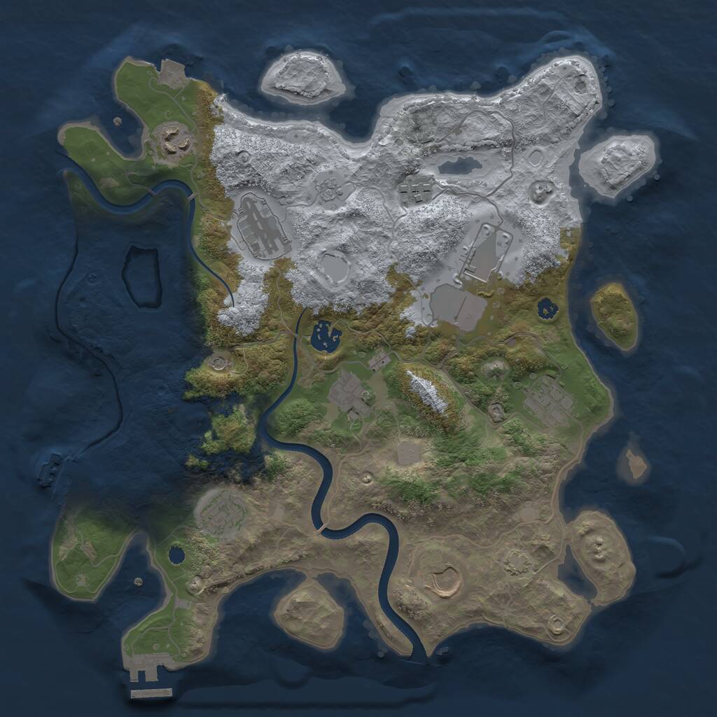 Rust Map: Procedural Map, Size: 3500, Seed: 43625123, 15 Monuments