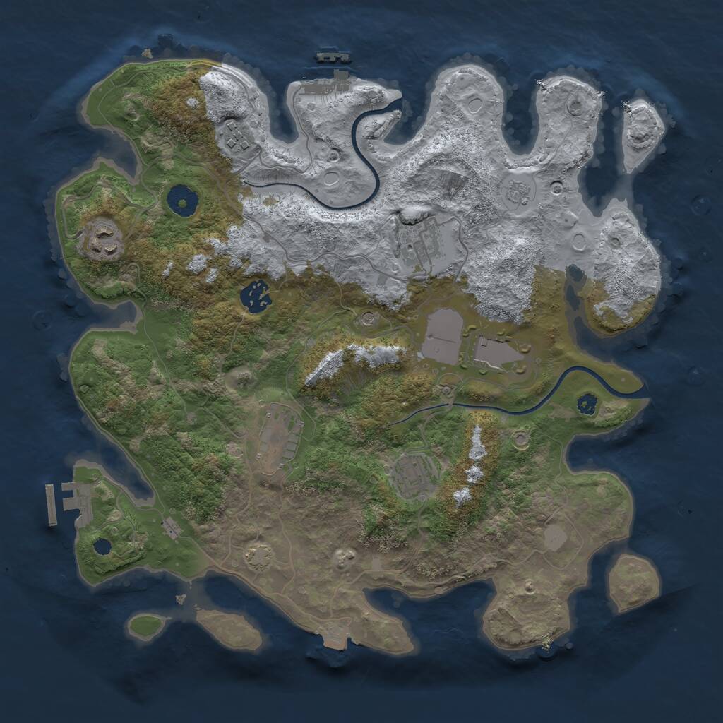 Rust Map: Procedural Map, Size: 3500, Seed: 43341537, 13 Monuments
