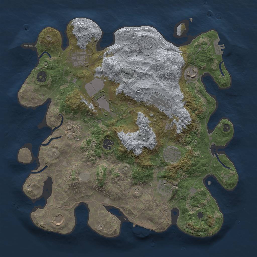 Rust Map: Procedural Map, Size: 3500, Seed: 1289559425, 17 Monuments