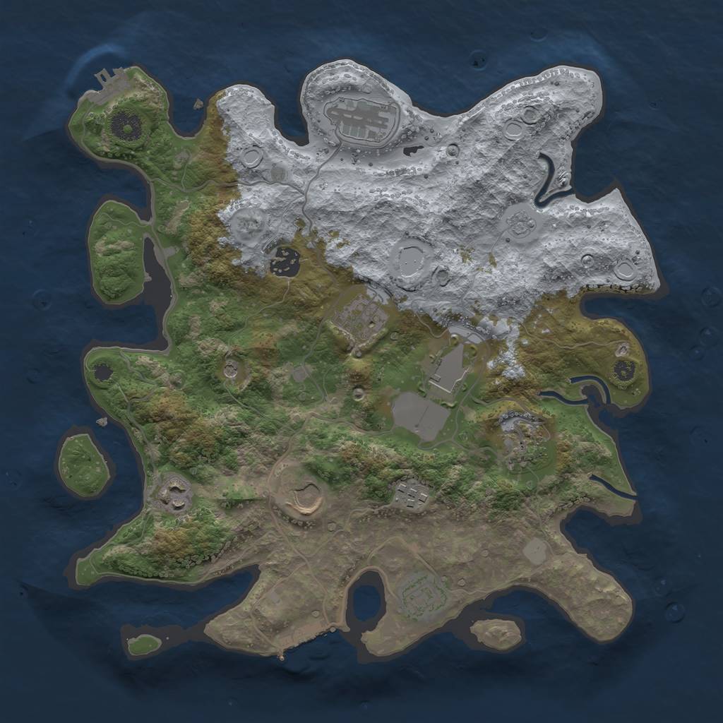 Rust Map: Procedural Map, Size: 3500, Seed: 1747913256, 16 Monuments