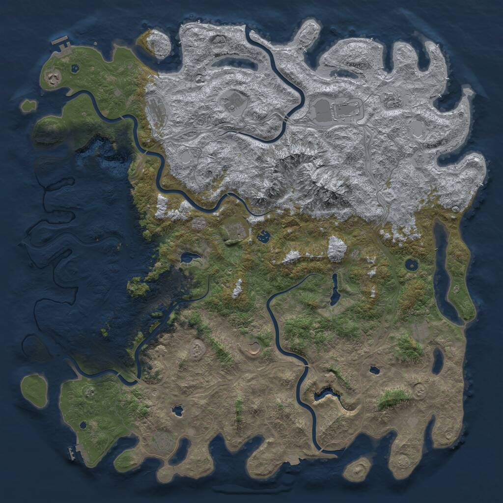 Rust Map: Procedural Map, Size: 6000, Seed: 43258, 17 Monuments
