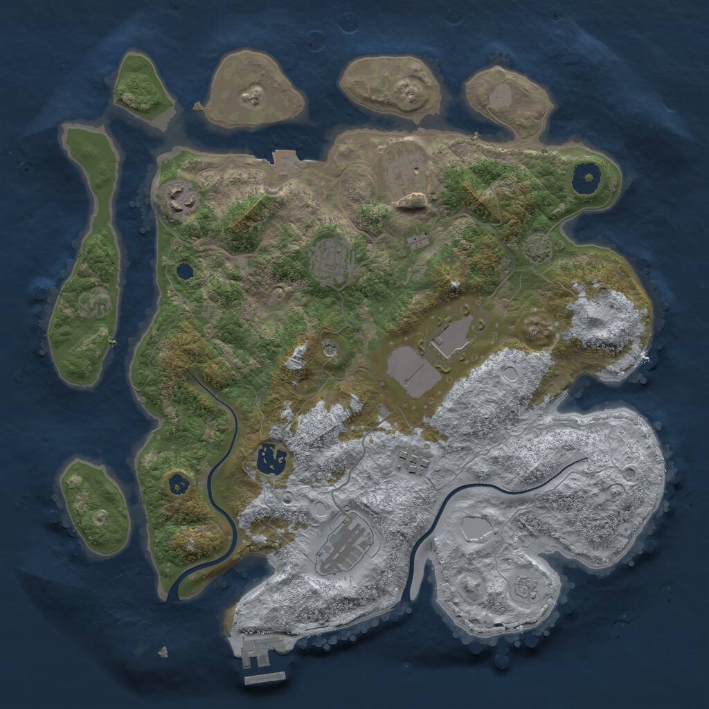 Rust Map: Procedural Map, Size: 3500, Seed: 1855495098, 12 Monuments