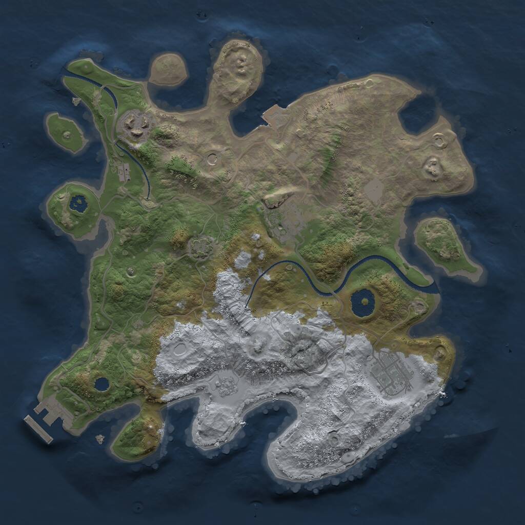Rust Map: Procedural Map, Size: 3000, Seed: 7938245, 8 Monuments