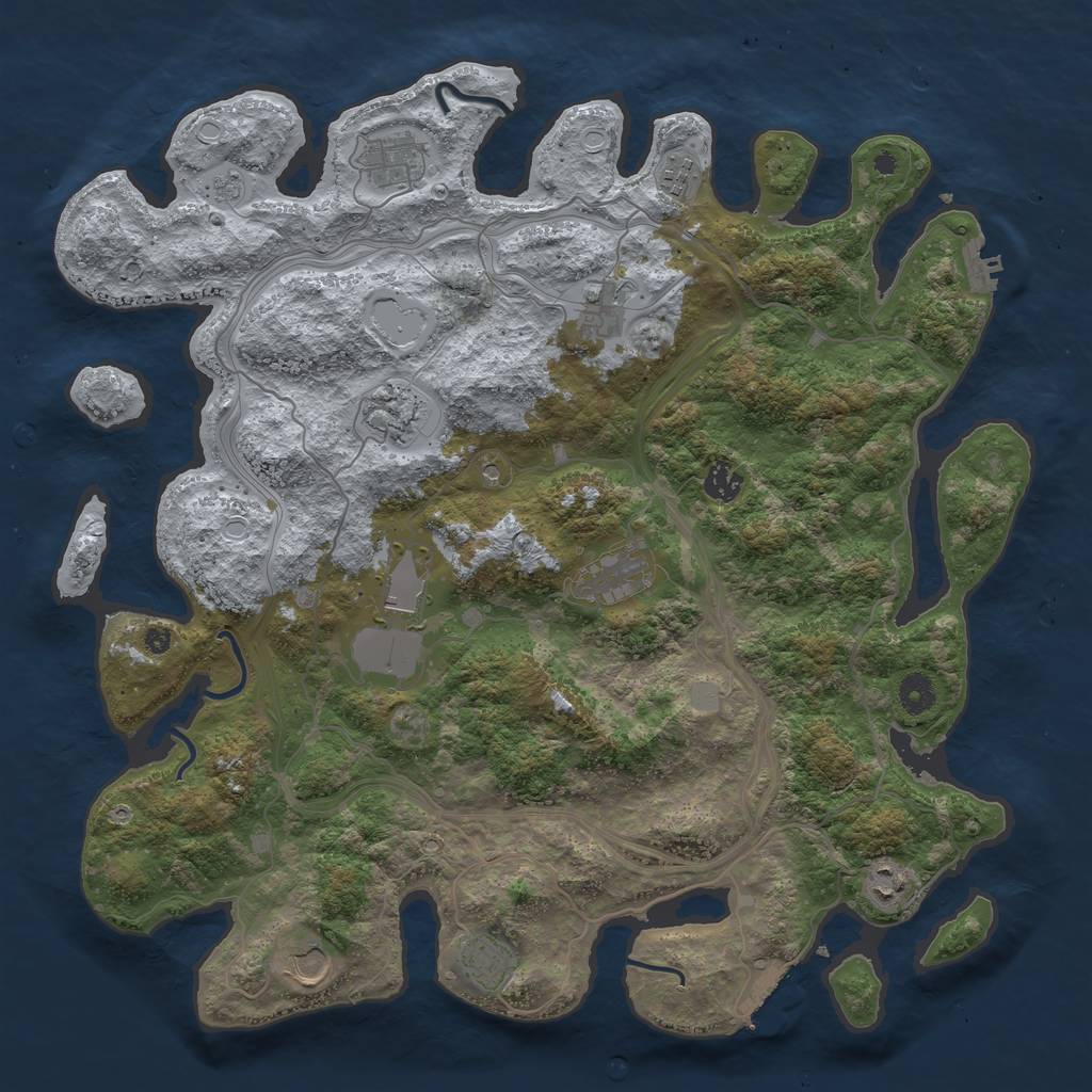 Rust Map: Procedural Map, Size: 4250, Seed: 1100551442, 17 Monuments