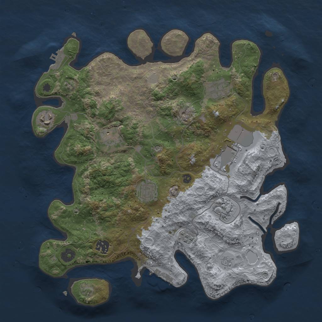 Rust Map: Procedural Map, Size: 3500, Seed: 4397969, 15 Monuments