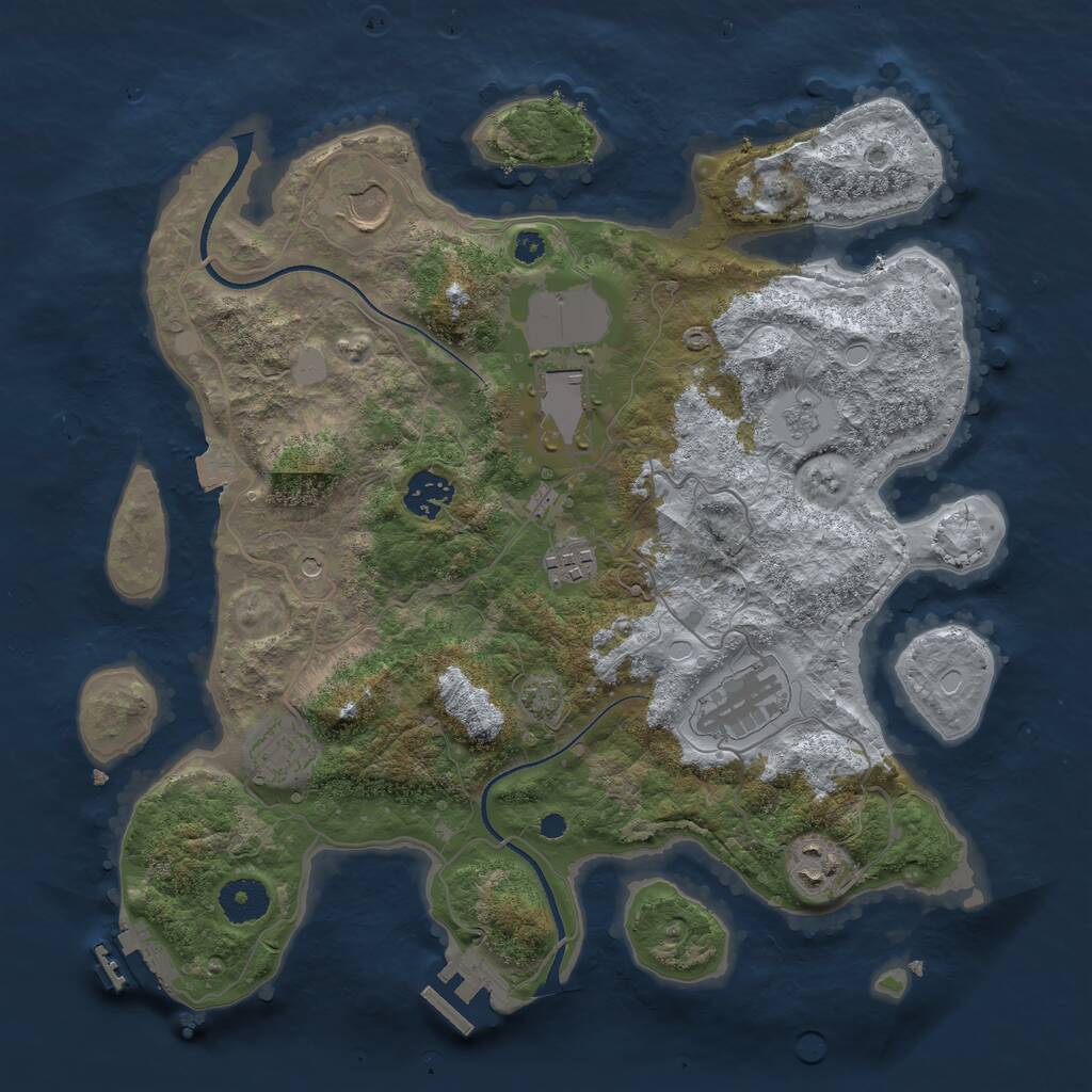 Rust Map: Procedural Map, Size: 3500, Seed: 69025683, 13 Monuments