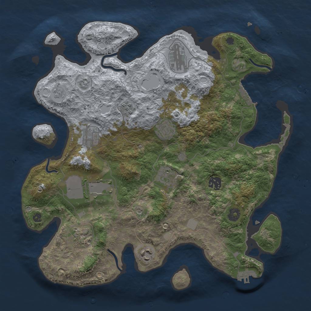 Rust Map: Procedural Map, Size: 3500, Seed: 30368913, 16 Monuments