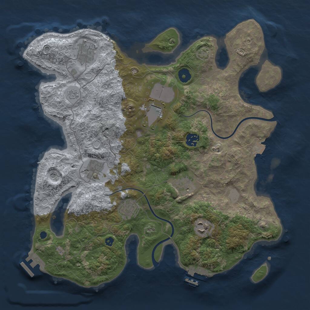 Rust Map: Procedural Map, Size: 3500, Seed: 43628334, 13 Monuments