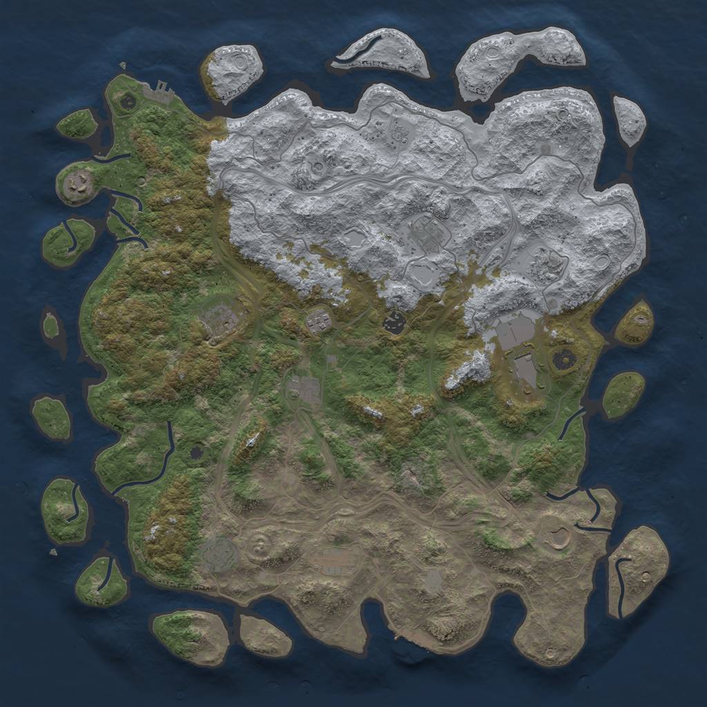 Rust Map: Procedural Map, Size: 4800, Seed: 386494394, 18 Monuments