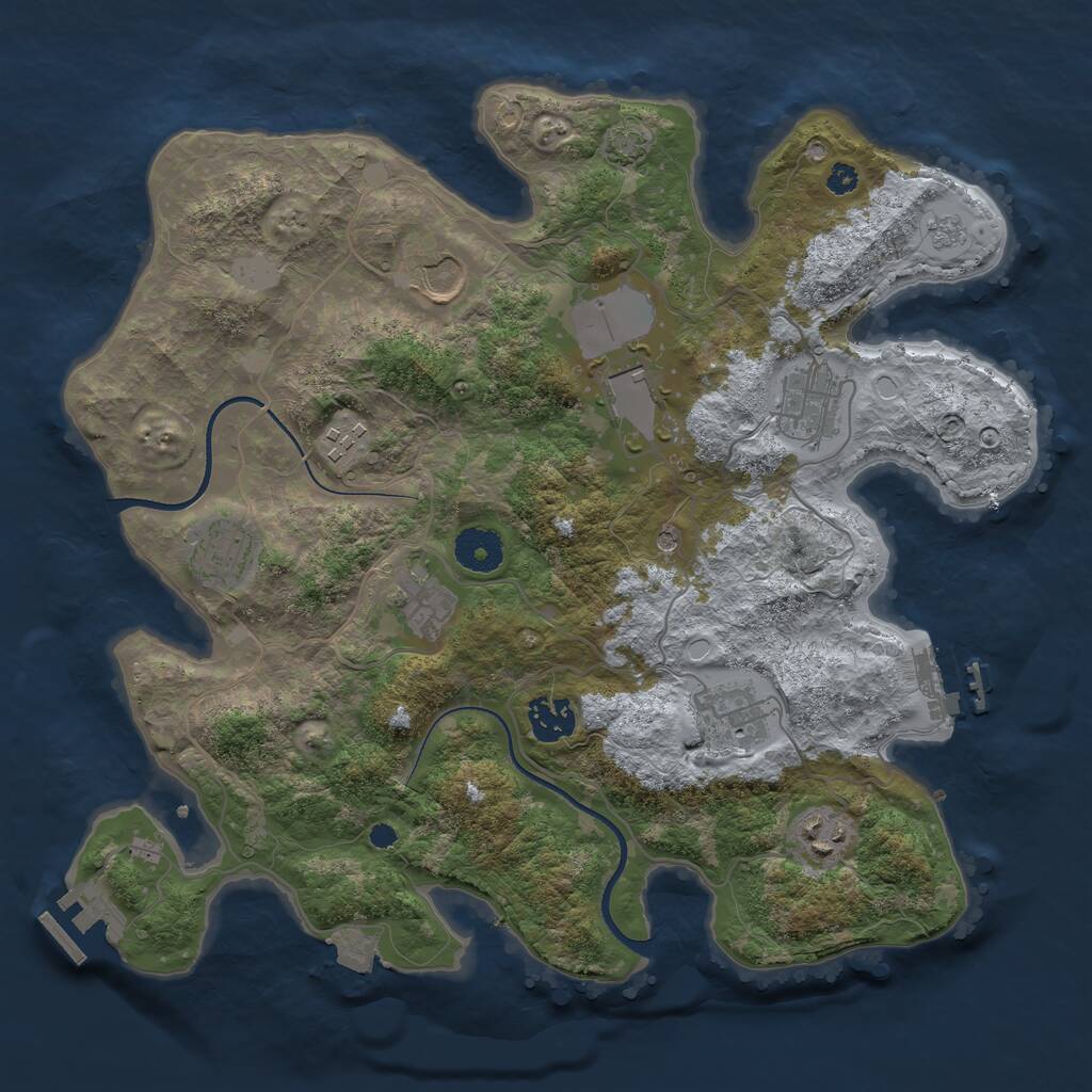 Rust Map: Procedural Map, Size: 3500, Seed: 46239044, 15 Monuments
