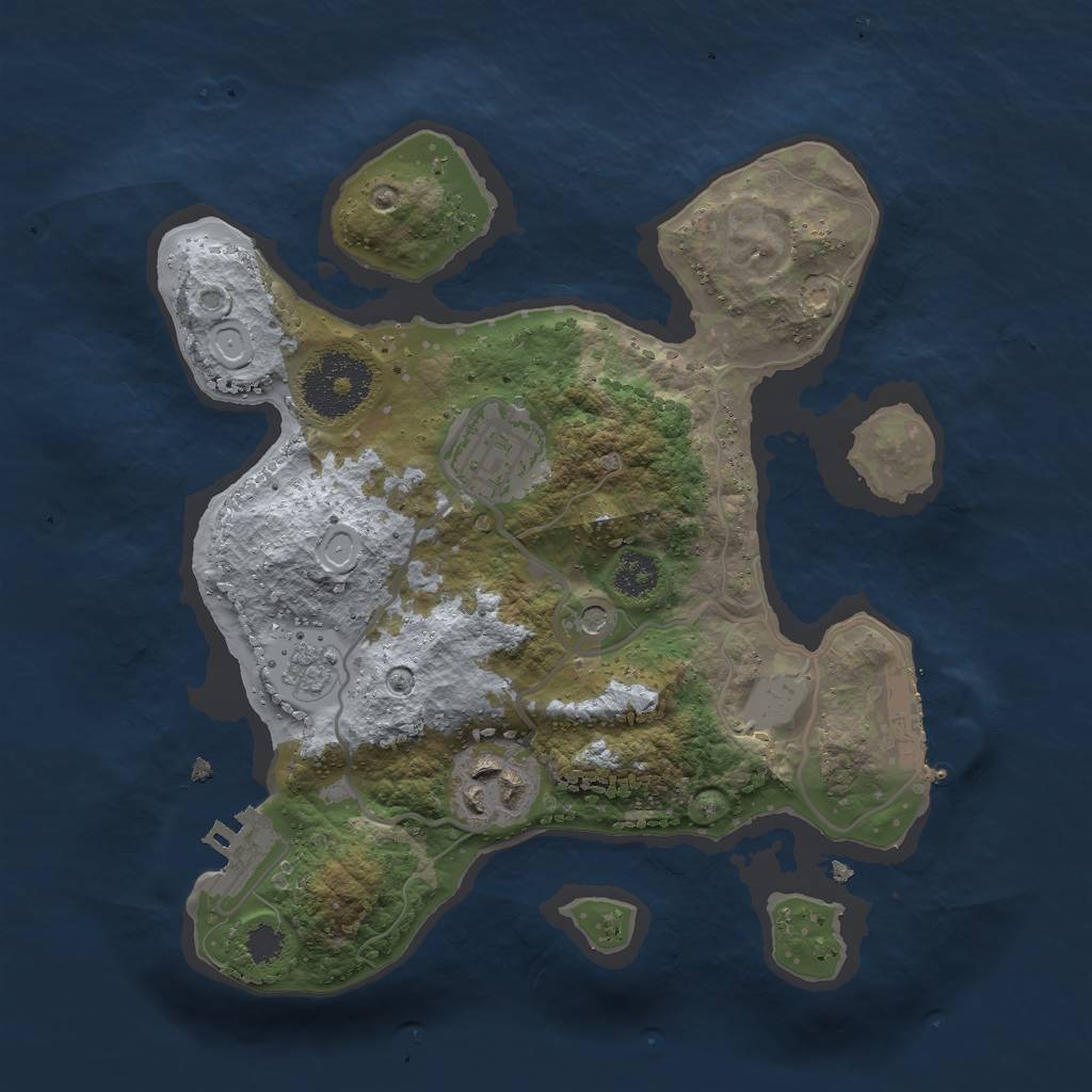 Rust Map: Procedural Map, Size: 2500, Seed: 543882170, 9 Monuments