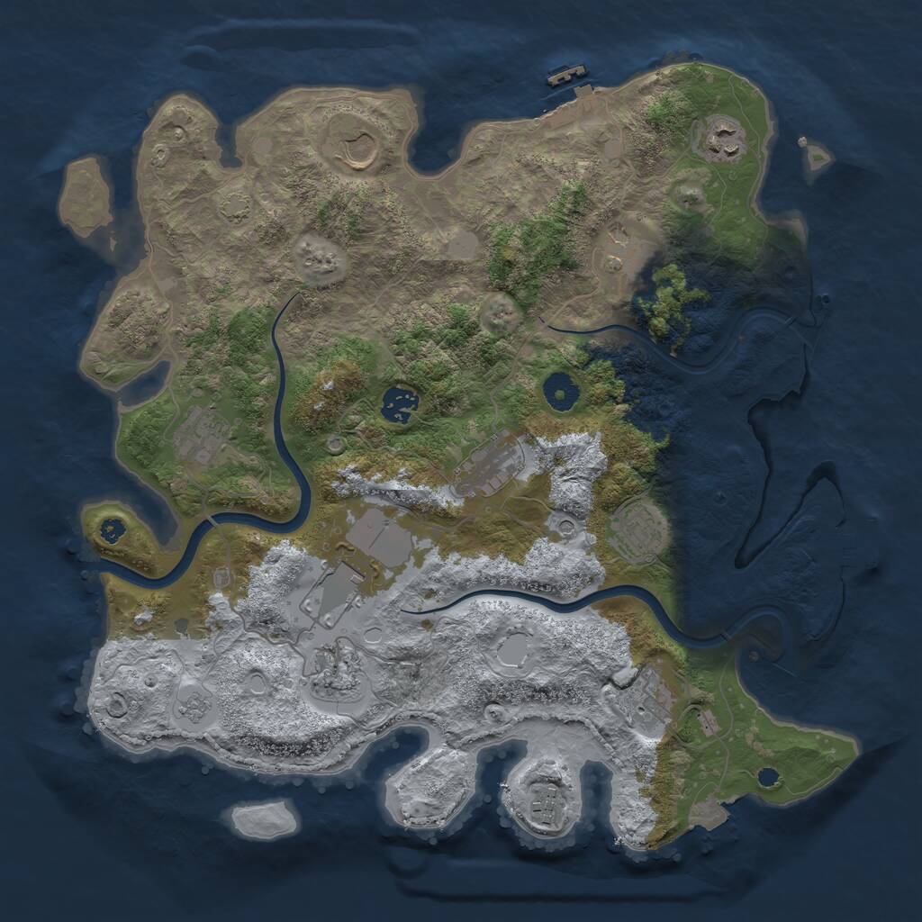 Rust Map: Procedural Map, Size: 3800, Seed: 1432633583, 17 Monuments