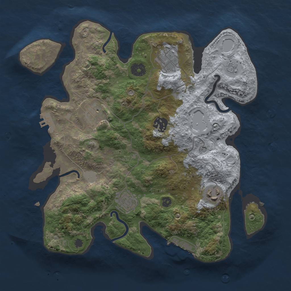 Rust Map: Procedural Map, Size: 3000, Seed: 15675, 12 Monuments