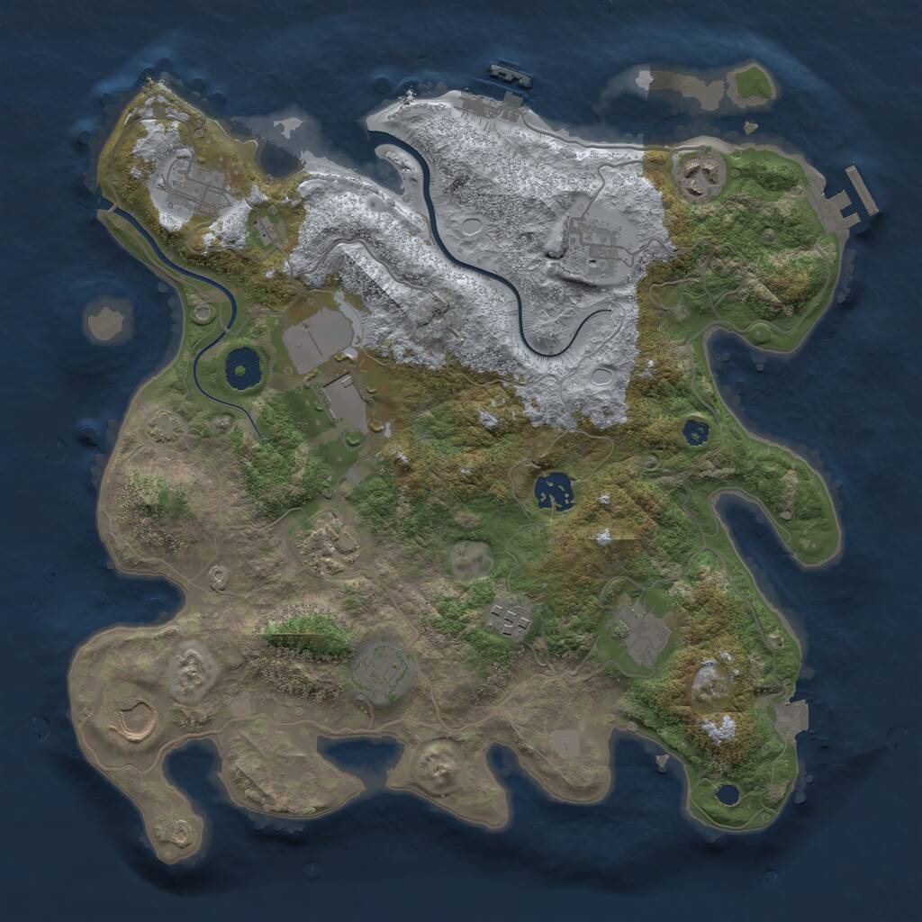 Rust Map: Procedural Map, Size: 3500, Seed: 452565, 14 Monuments