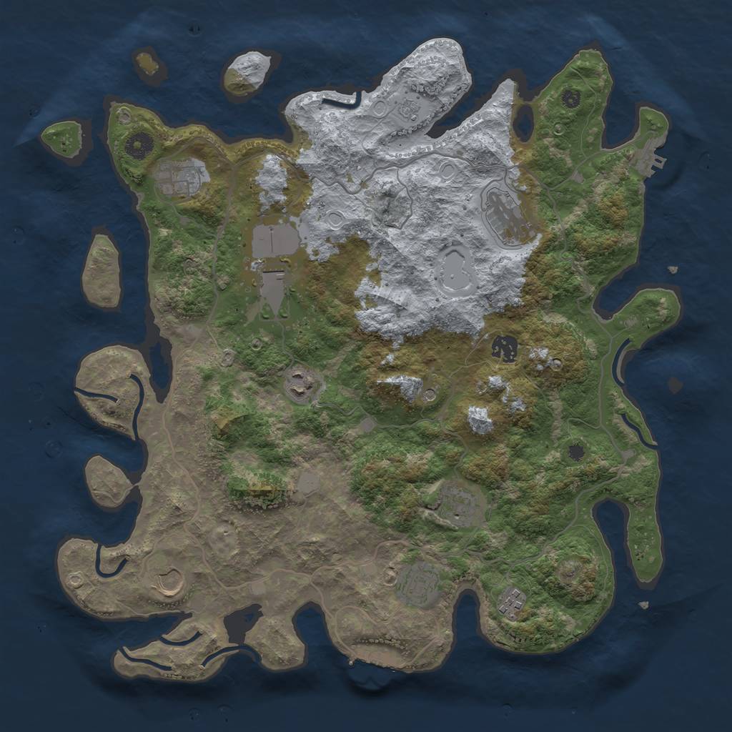 Rust Map: Procedural Map, Size: 4000, Seed: 1468142879, 16 Monuments