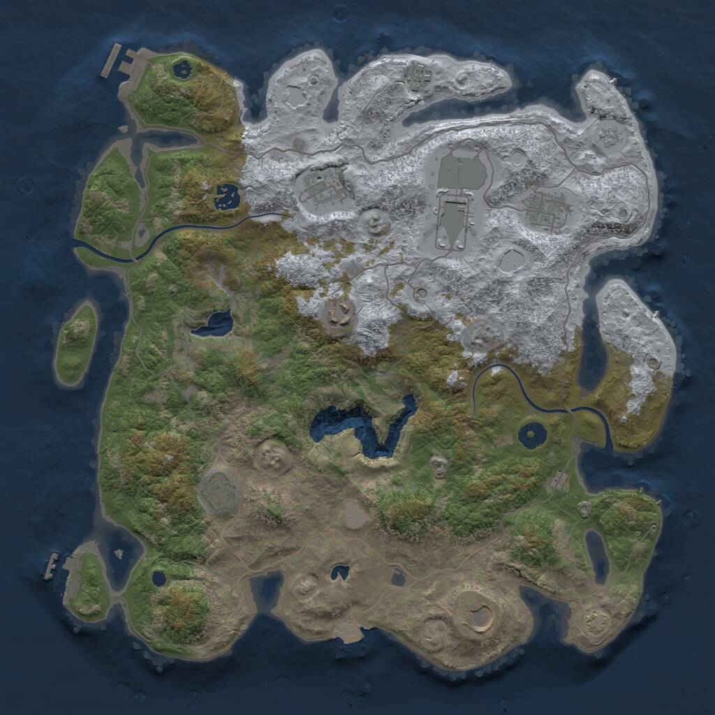 Rust Map: Procedural Map, Size: 4000, Seed: 49876, 14 Monuments