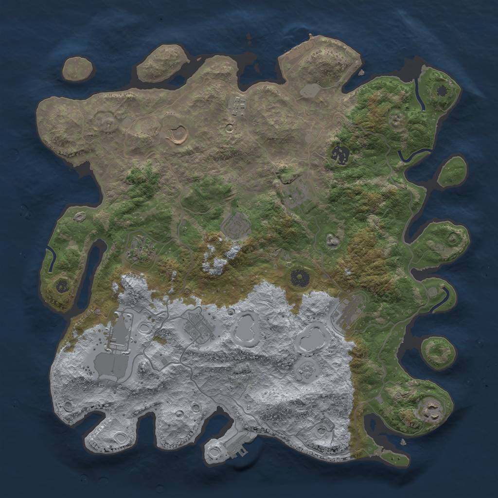 Rust Map: Procedural Map, Size: 4000, Seed: 894782989, 17 Monuments