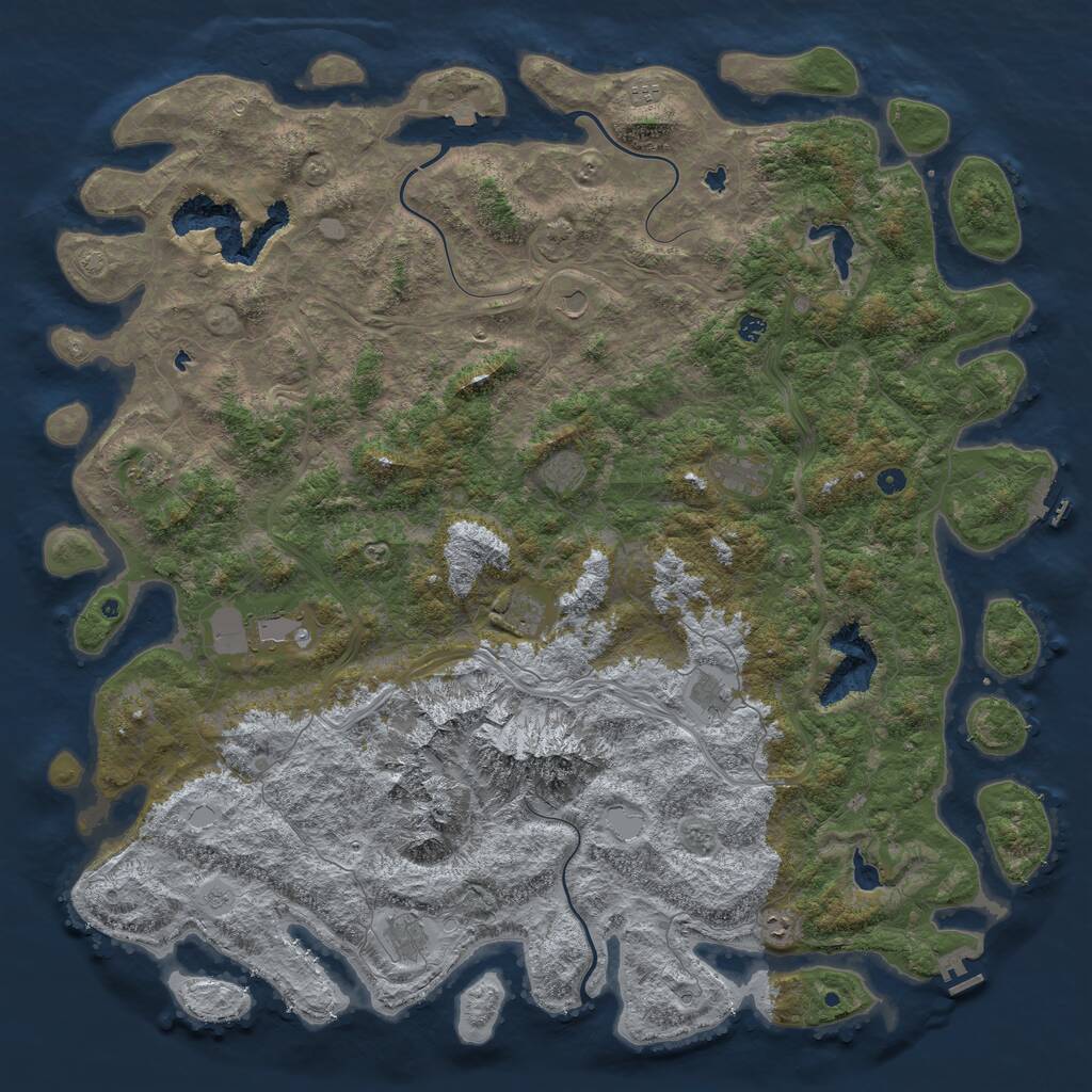 Rust Map: Procedural Map, Size: 6000, Seed: 1254552281, 17 Monuments